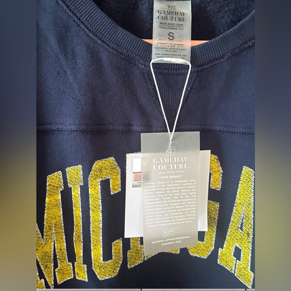 Women Gameday Couture Michigan Wolverines Long Sweater Dress Blue Size Small NWT - Picture 4 of 7